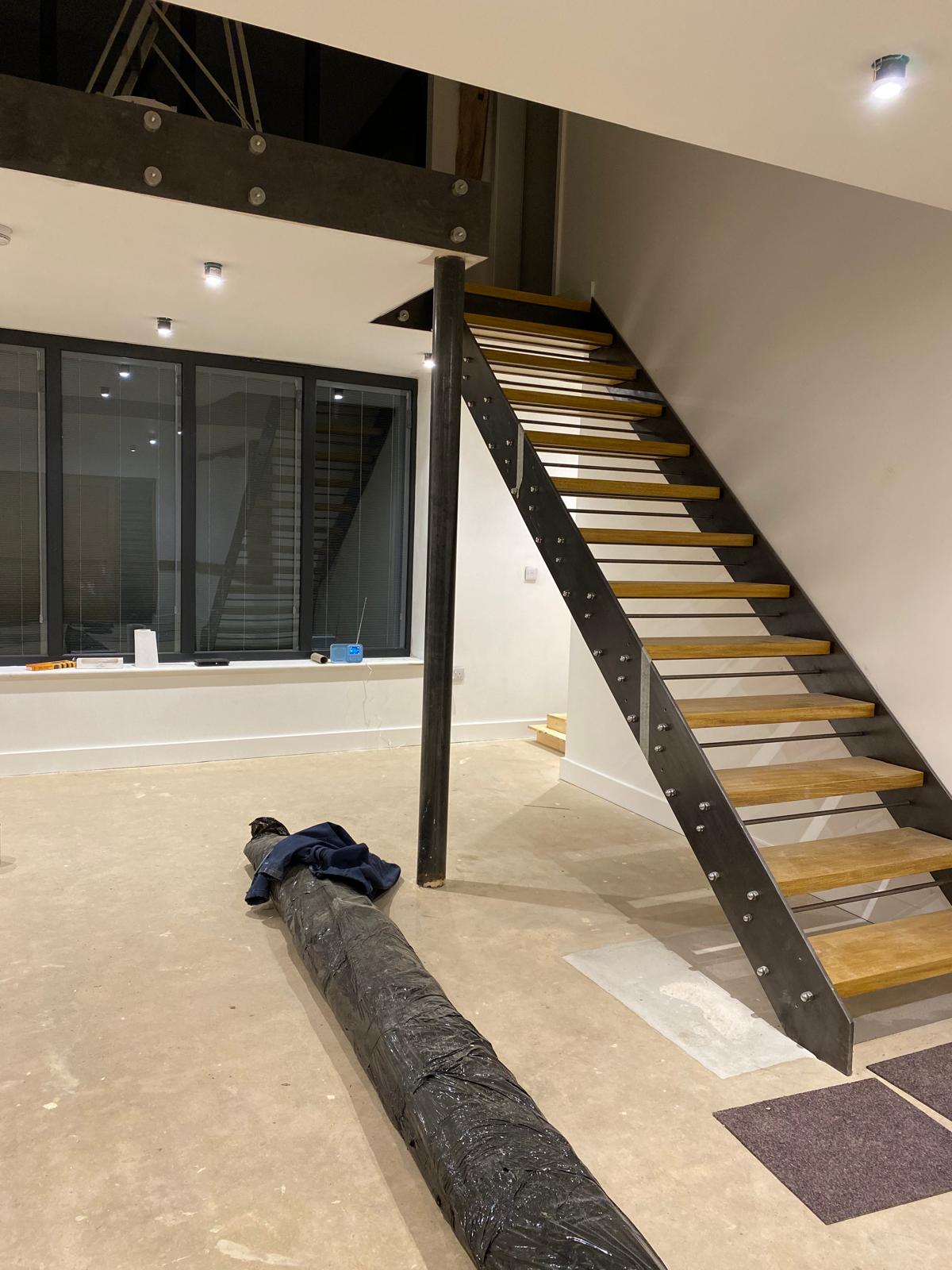 Bespoke steel staircase and mezzanine interior