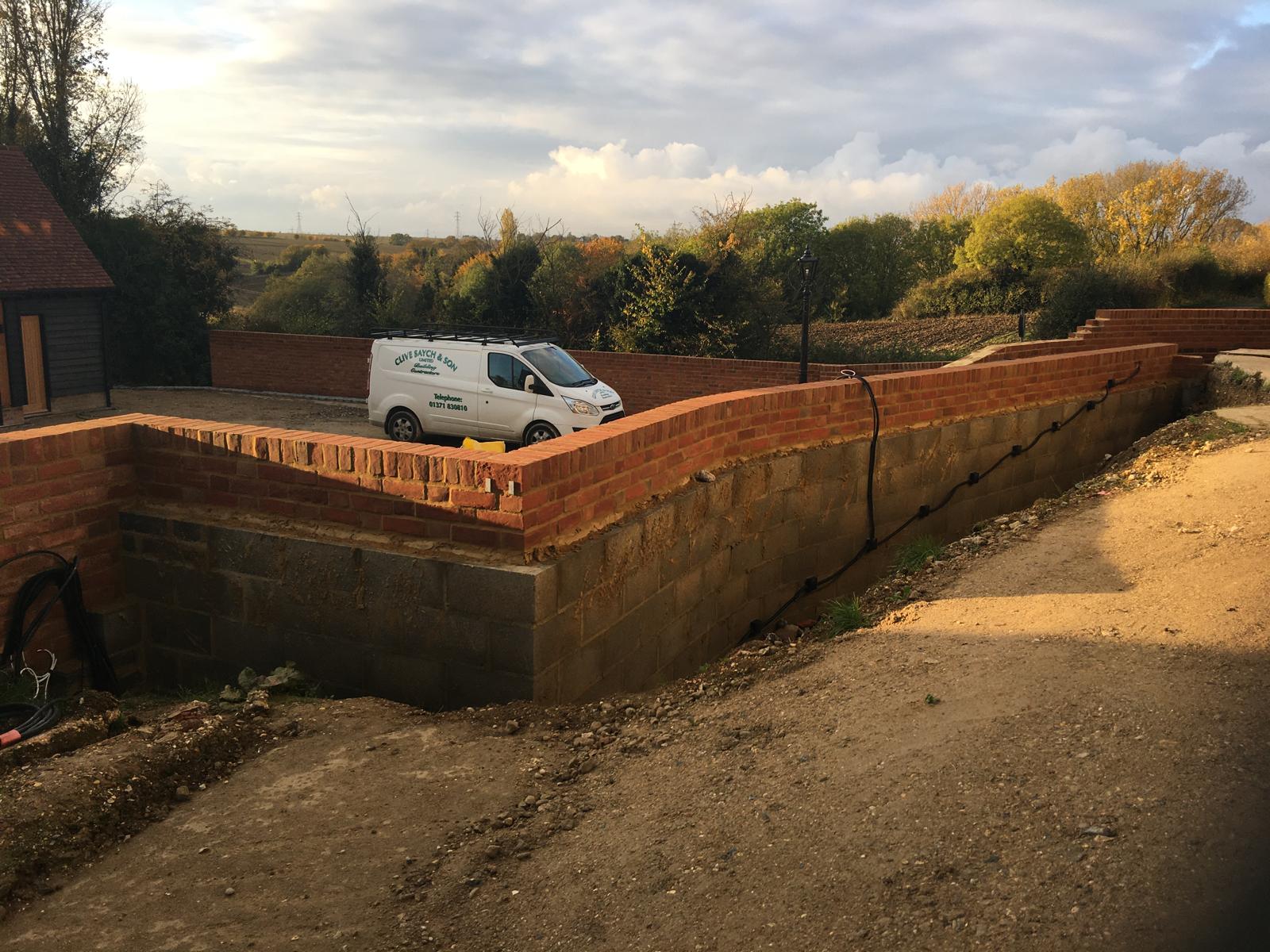 Brickwork and retaining walls on a countryside project