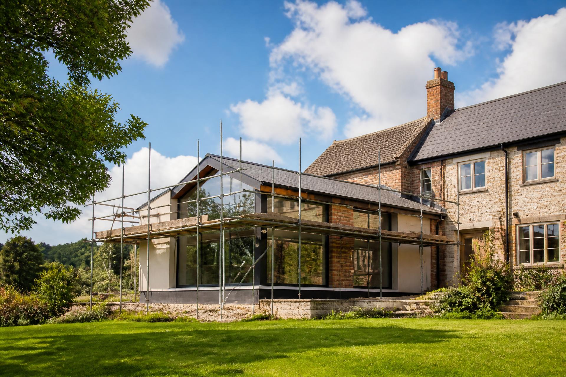 Building work in progress on a UK country home